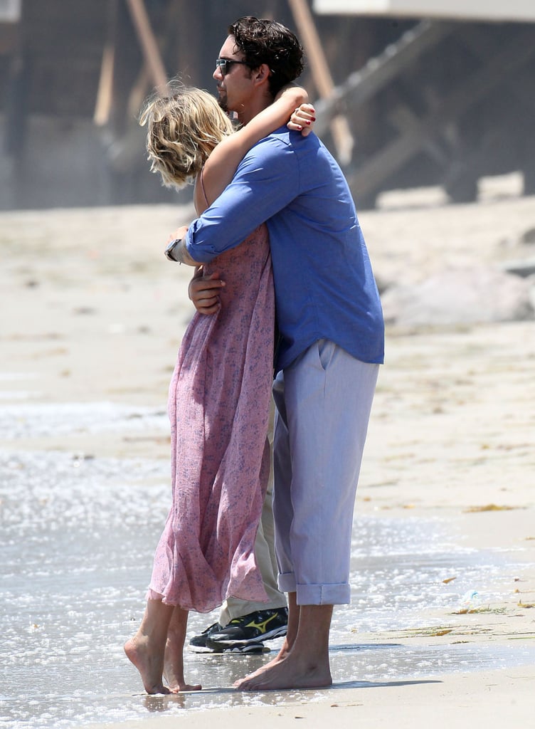 Kaley Cuoco and Ryan Sweeting showed PDA on the beach.