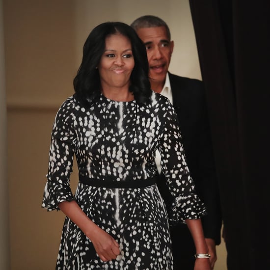 Michelle Obama Wears Black and White Dress