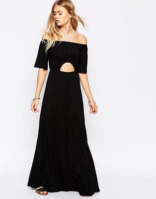 Asos Maxi Dress With Off Shoulder and Cut Out Waist