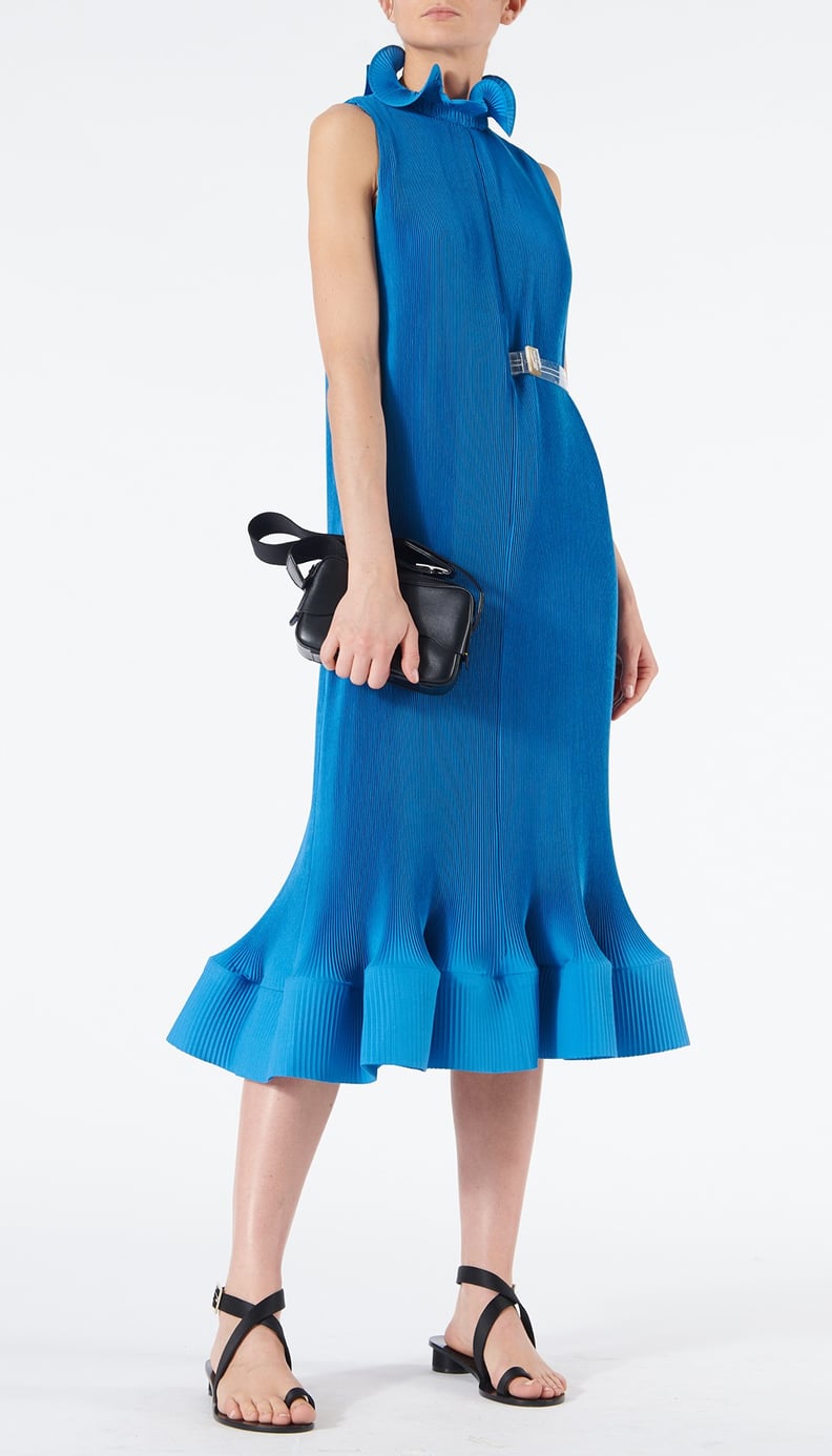 Tibi Pleated Sleeveless Dress with Removable Belt