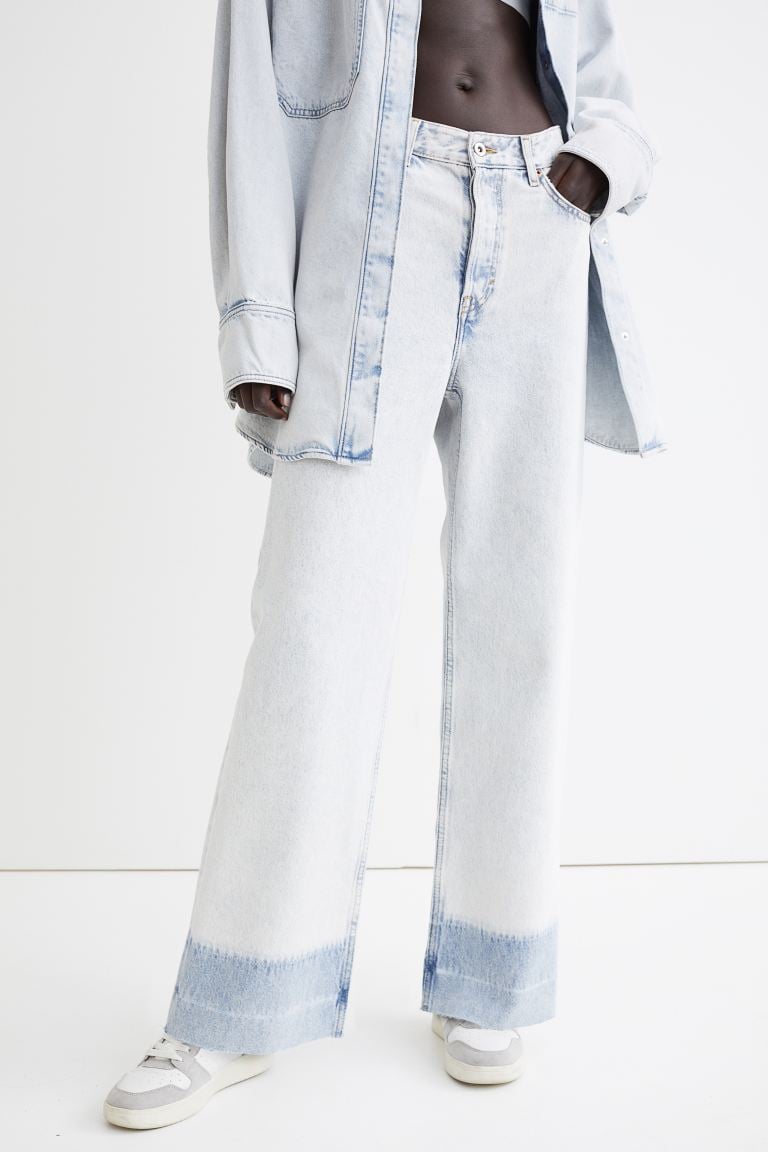 Two-Tone Denim: H&M Wide High Ankle Jeans