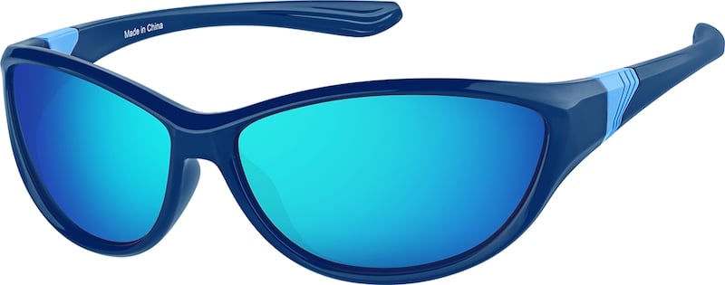 Zennioptical Blue with Blue Mirror Wraparound Sunglasses