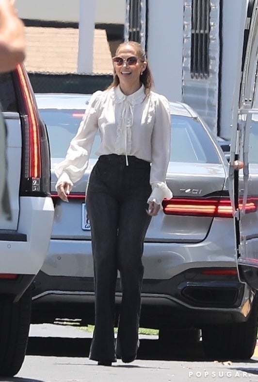 J Lo Visits Ben Affleck on Set in a '70s Blouse and Jeans