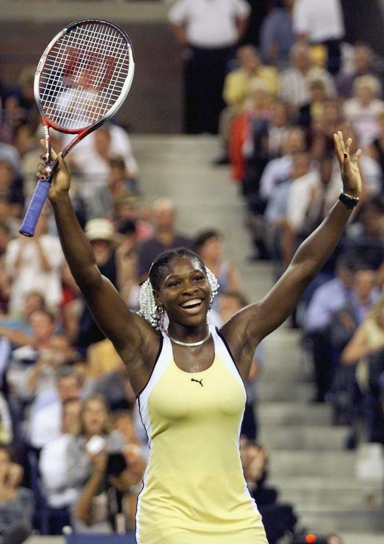 Serena Williams Celebrating a Win at the US Open in 1999