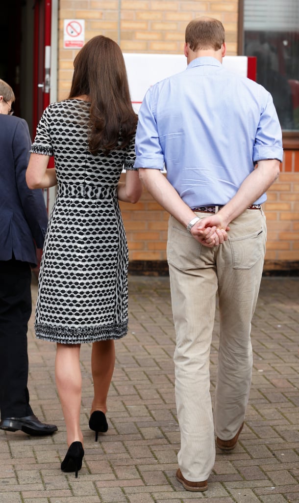 Kate Middleton Wearing Black and White Tory Burch Dress