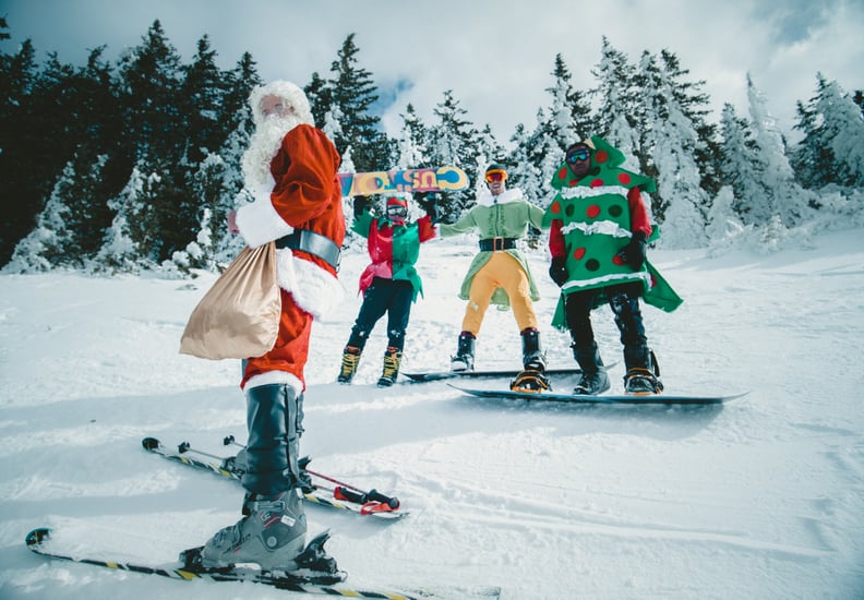 Skiing Santa Zoom Background