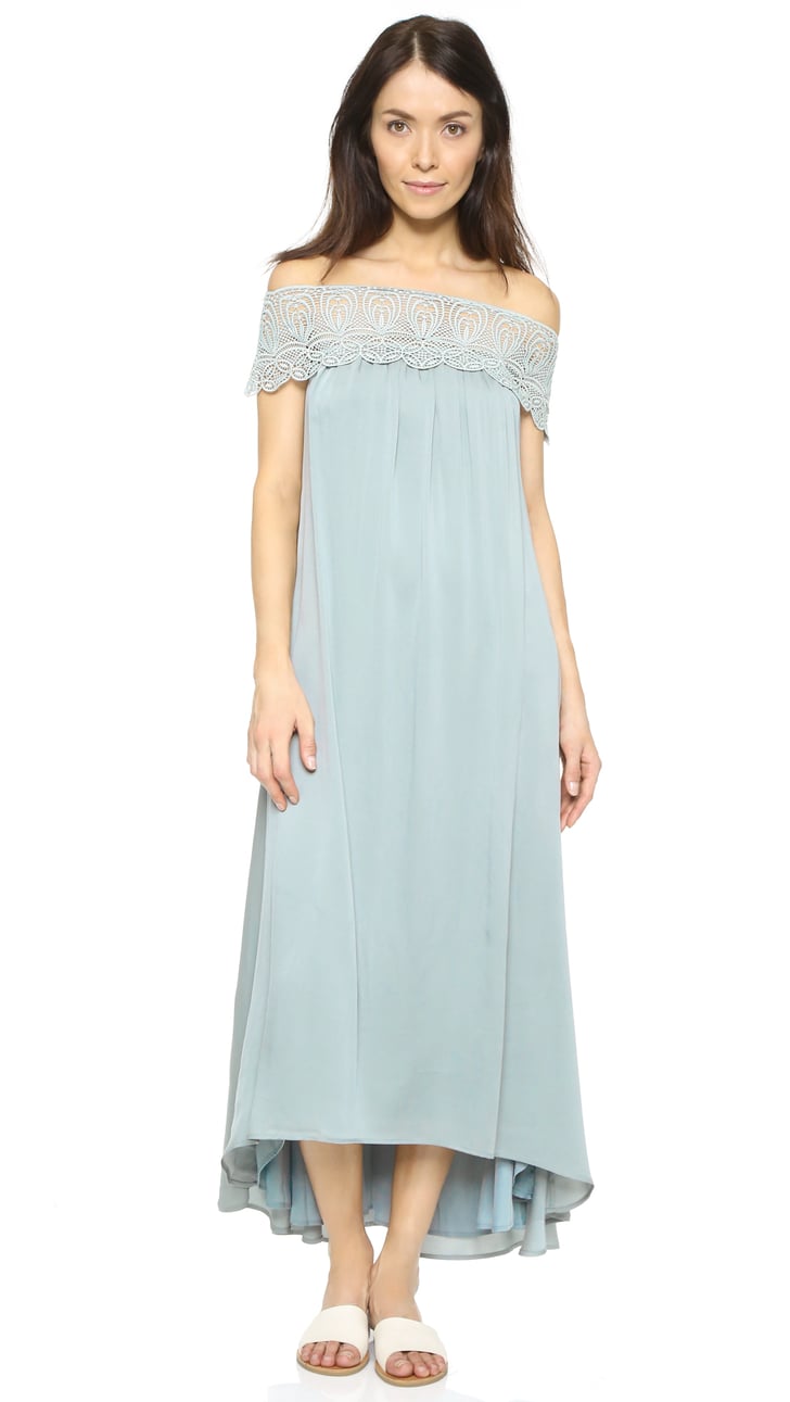 Self Portrait Lace Shoulder Maxi Dress ($675) | Jessica Alba Wearing an ...