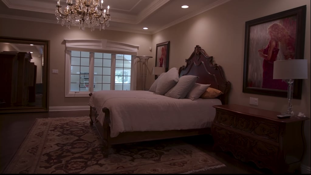 On the lower level of the house, there's a second primary bedroom that overlooks the indoor basketball court. Pippen says he loves to get a "sneak peek" at his kids while they're playing below.