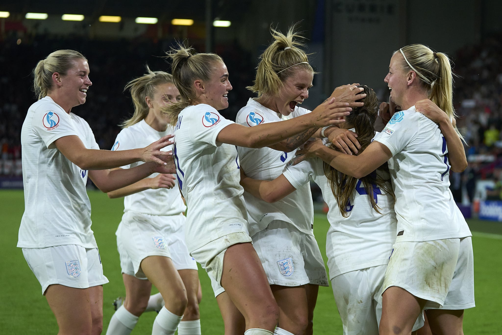 SHEFFIELD, ENGLAND - 26 July:Fran Kirby (Chelsea FC) of England celebrates after scoring her sides first goal during the UEFA Women's Euro 2022 Semi Final match between England and Sweden at Bramall Lane on July 26, 2022 in Sheffield, United Kingdom. (Photo by James Whitehead/Anadolu Agency via Getty Images)