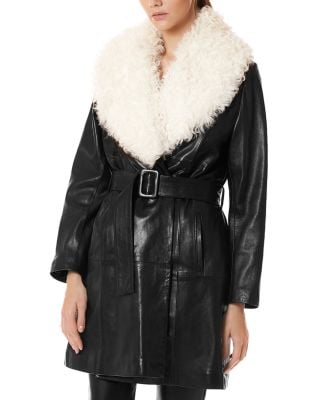 Nour Hammour Out of Line Shearling Collar Trench Coat