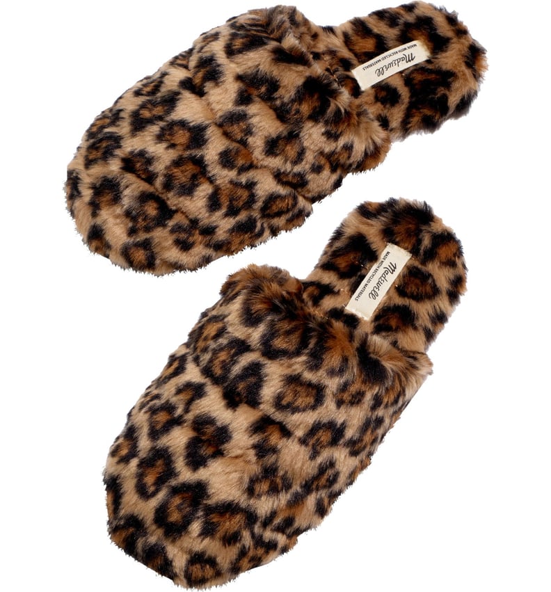 Madewell Leopard Recycled Faux Fur Quilted Scuff Slippers