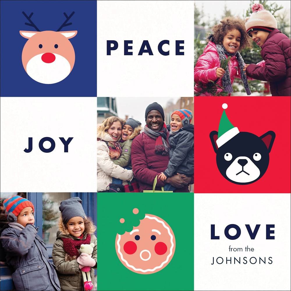 Peace Joy Love Icons Holiday Photo Card