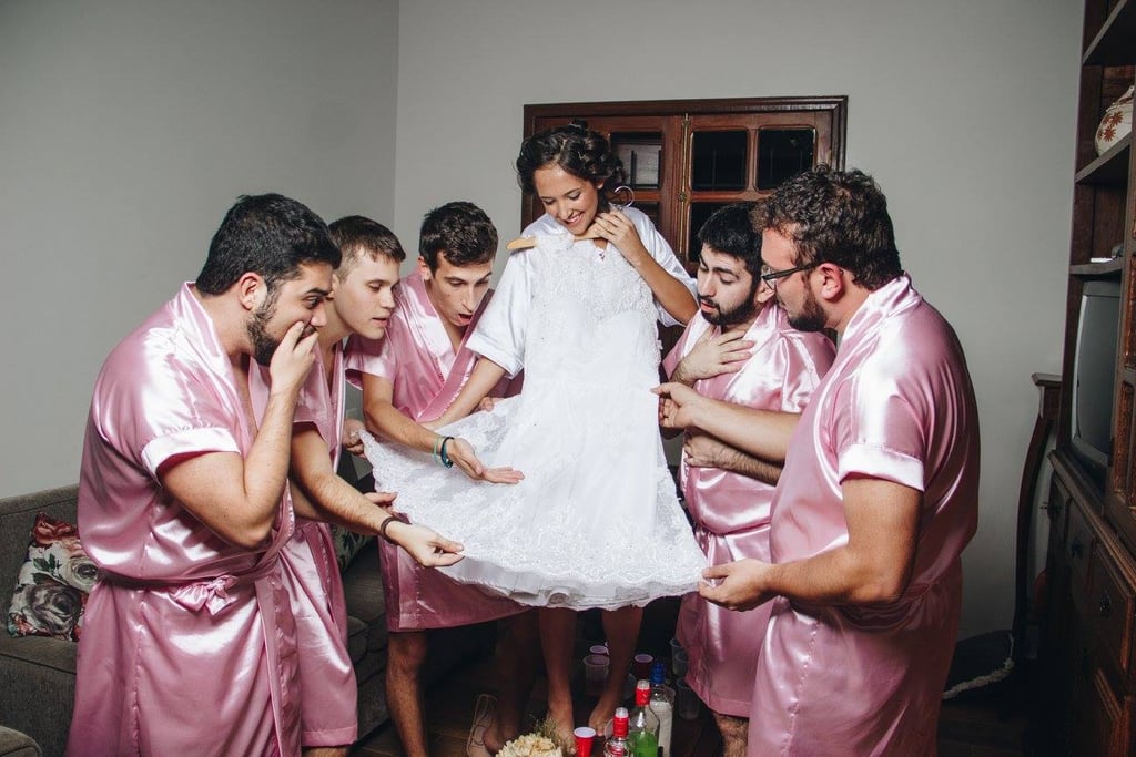 Bride Does Wedding Photo Shoot With Guy Friends