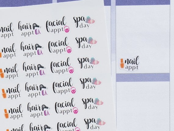 36 Beauty Appointment Mini Script Planner Stickers