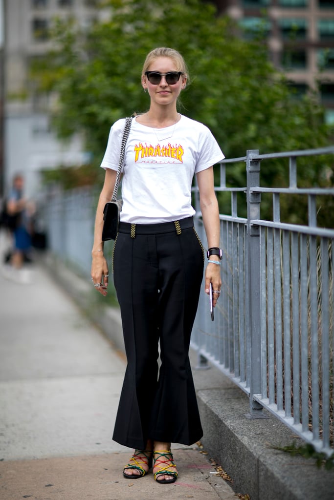 Graphic Tees Street Style Trend at Fashion Week Spring 2017 | POPSUGAR ...
