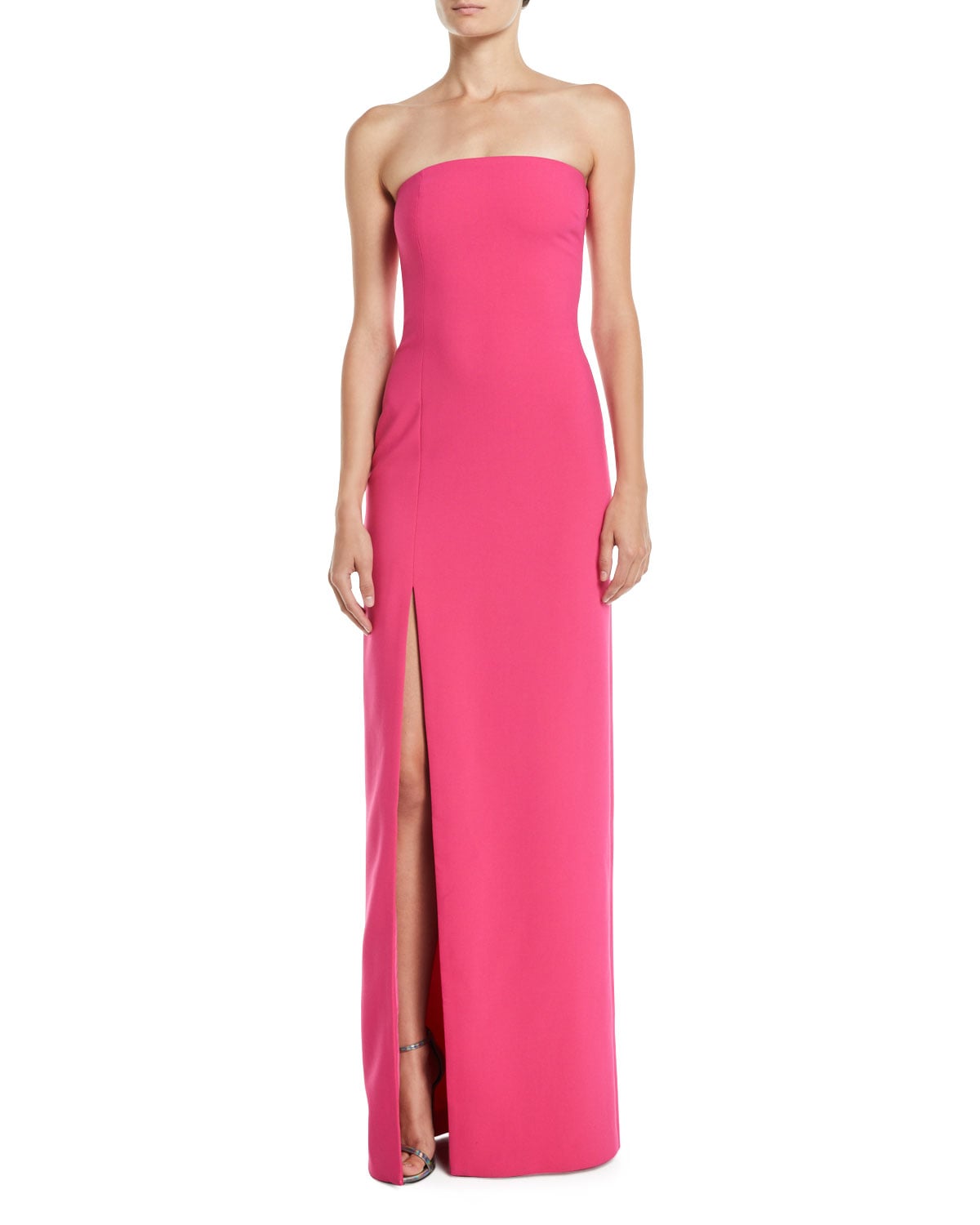 hot pink strapless dress long