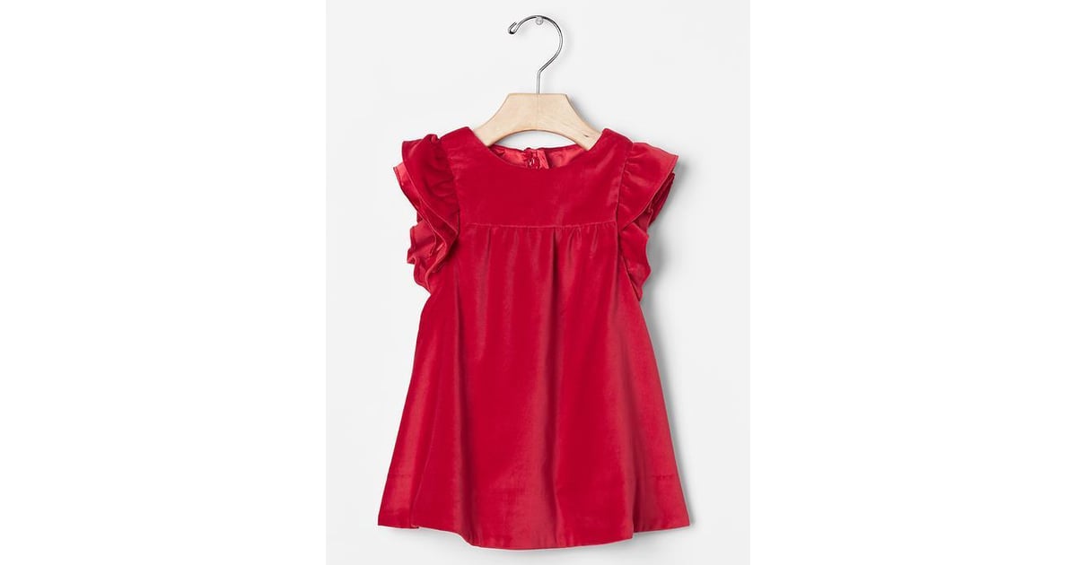 Gap Red Velvet Flutter Dress Outfits For Baby's First Christmas