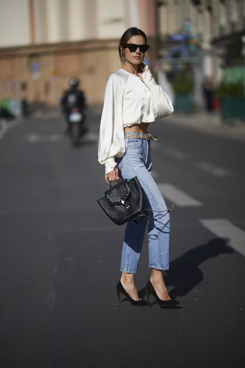 Alessandra Ambrosio Wore Re/Done Jeans With an Orseund Iris Top in Paris