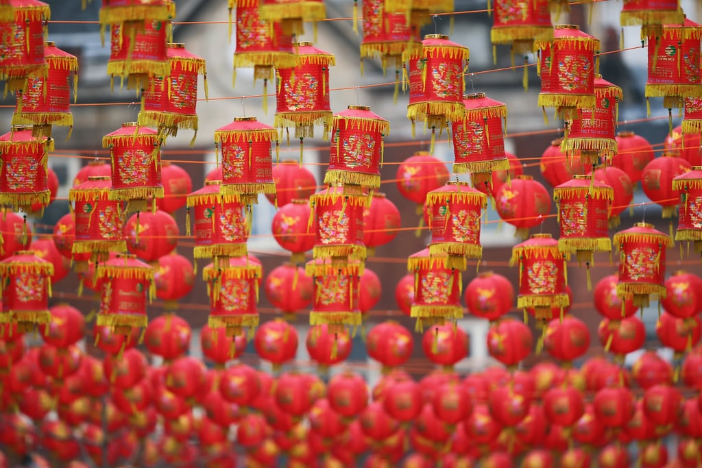 Lanterns hung above London's China Town.