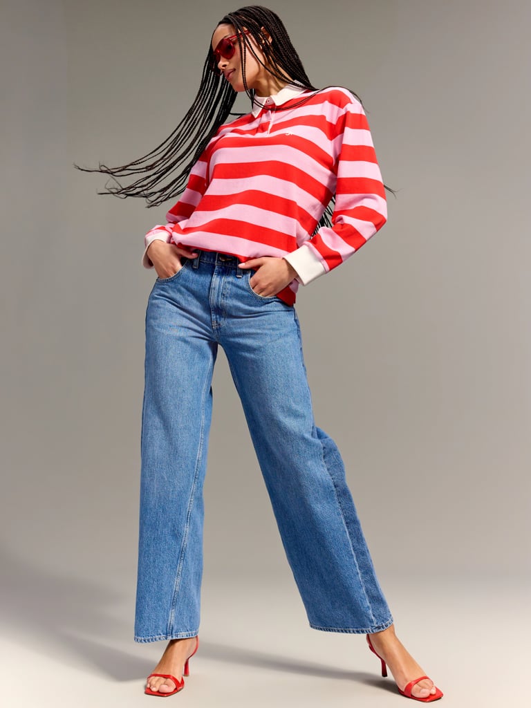 Old Navy x Christopher John Rogers Oversized Rugby Top ($50). Old Navy x Christopher John Rogers Baggy Wide-Leg Jeans ($65)