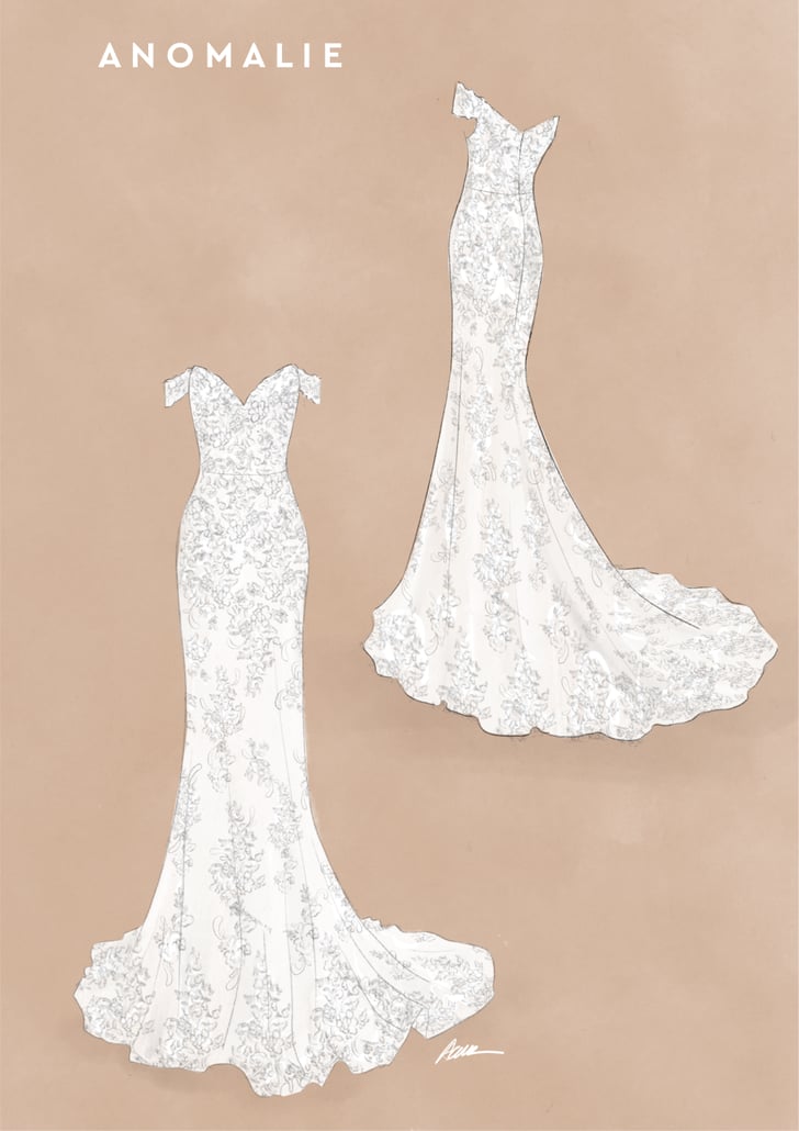 Illusion Neck Designer Lace Sleeveless Aline Bridal Dress Sketch