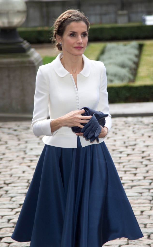 Queen Letizia of Spain looked nothing short of regal during her Wednesday visit to Brussels.