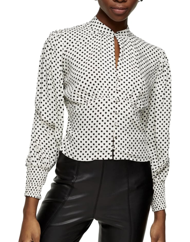 Topshop Spot Button-Up Blouse