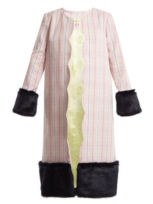 Shrimps Andrea Contrast-Panel Checked Cotton Coat