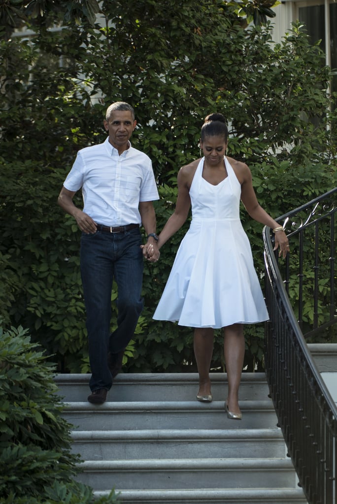 The Obamas sported coordinating white outfits for the Fourth of July.