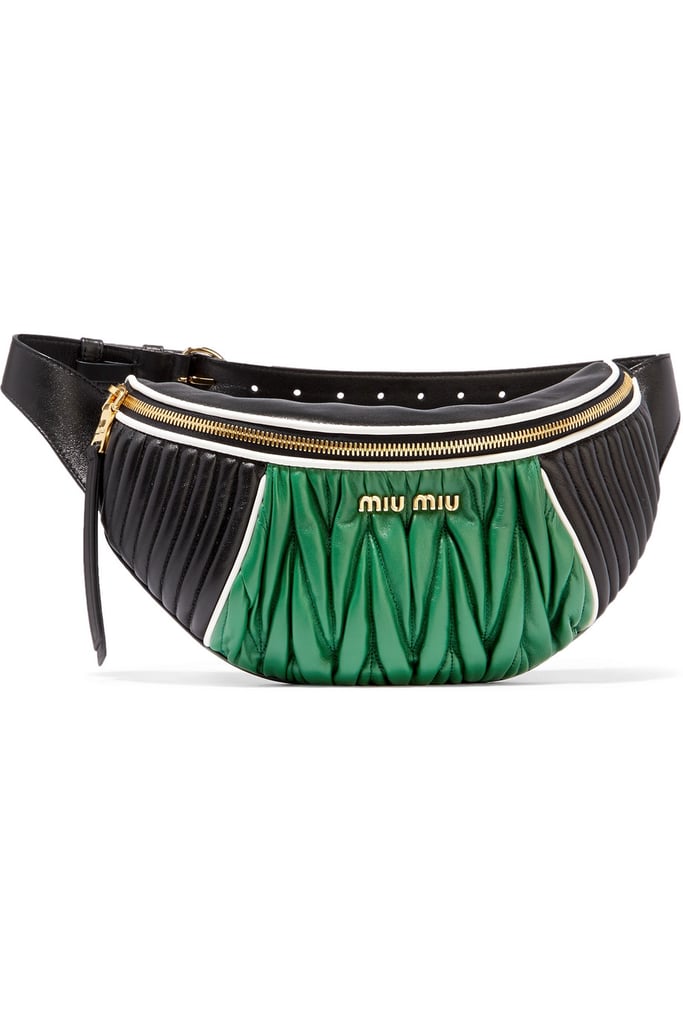 Miu Miu Color-Block Quilted and Matelassé Leather Belt Bag