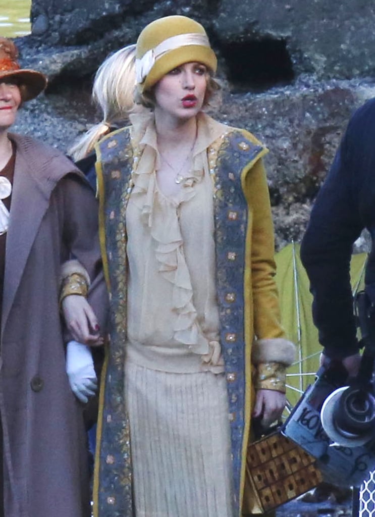 Blake Lively in a Yellow Coat Filming the Age of Adaline