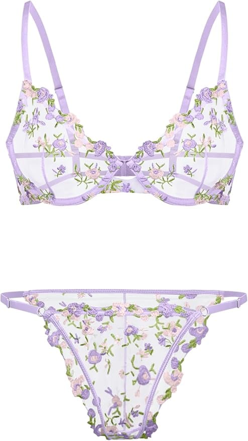 Lilosy Sexy Floral Embroidered Mesh Sheer Underwire Lingerie Set ($18, originally $20)
This set is the ultimate mix of cute and sexy. With floral embroidery and supportive underwire, these co-ords are perfect for turning up the heat on date night or adding a playful touch to your lingerie drawer.