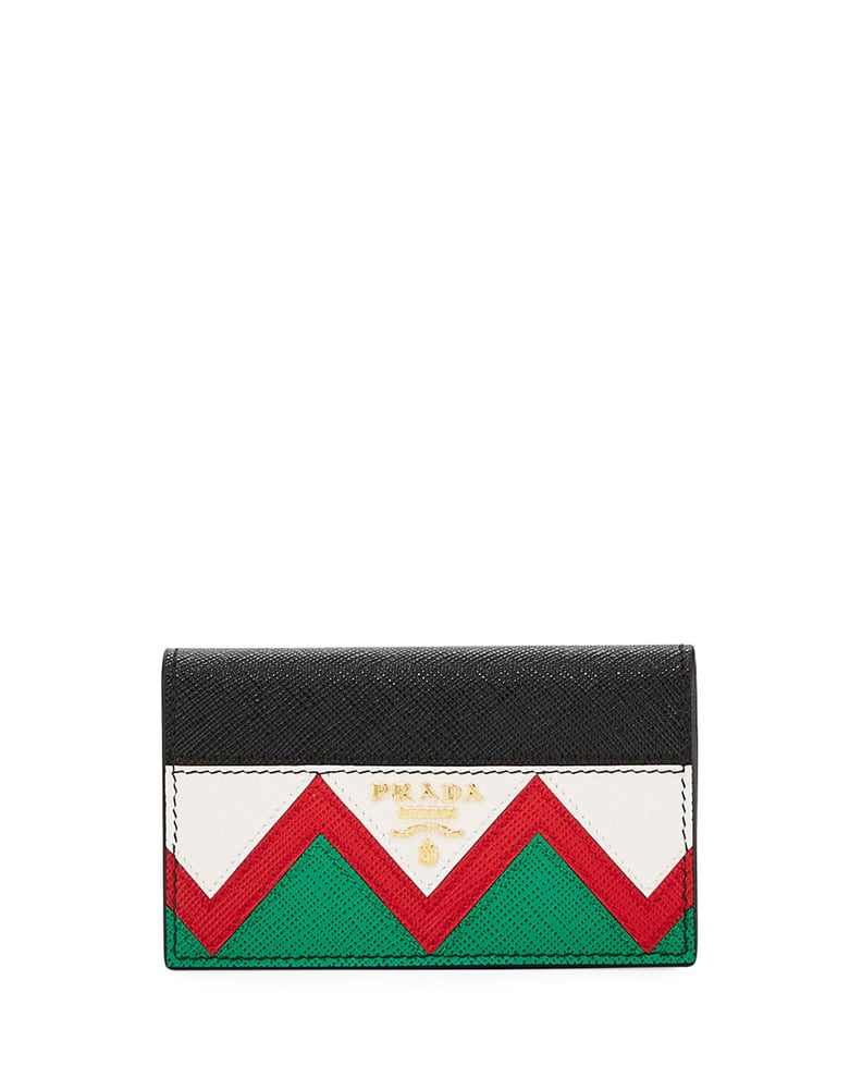 Prada Greca Saffiano Flap Card Case