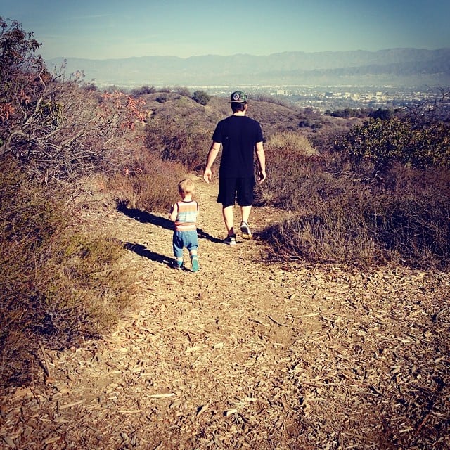 Luca Comrie went for a hike with his dad, Mike.
Source: Instagram user hilaryduff