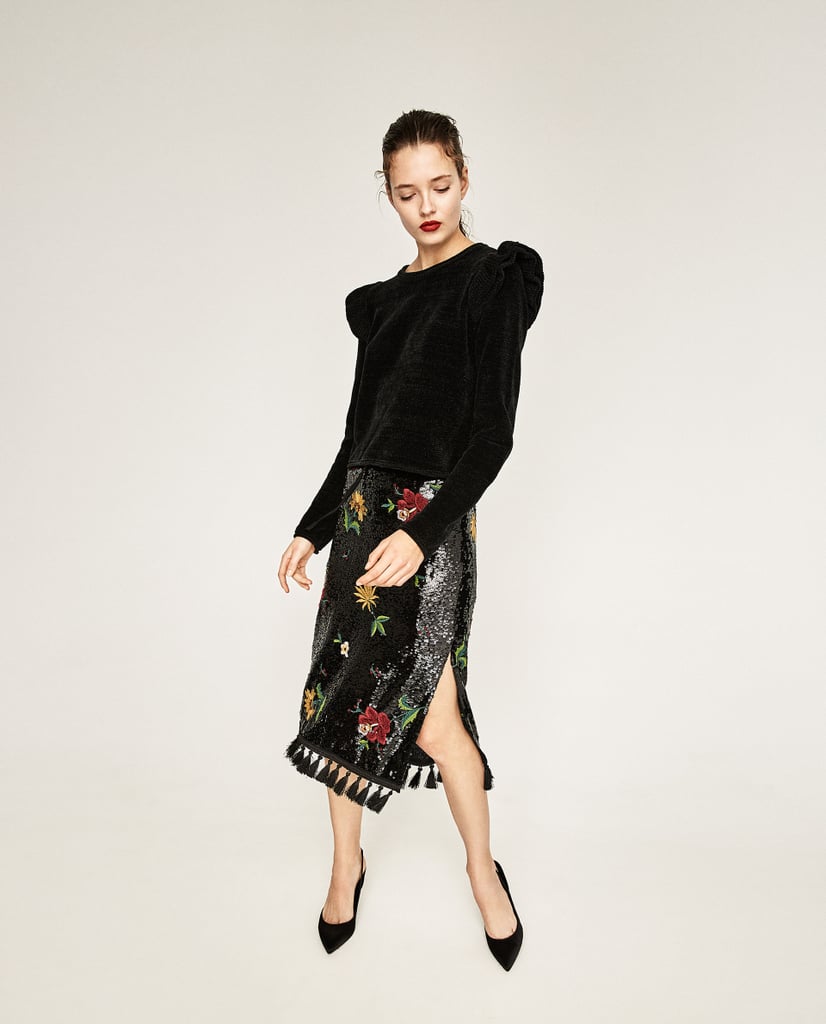 Zara Midi Embroidered Skirt ($100, originally $150)
