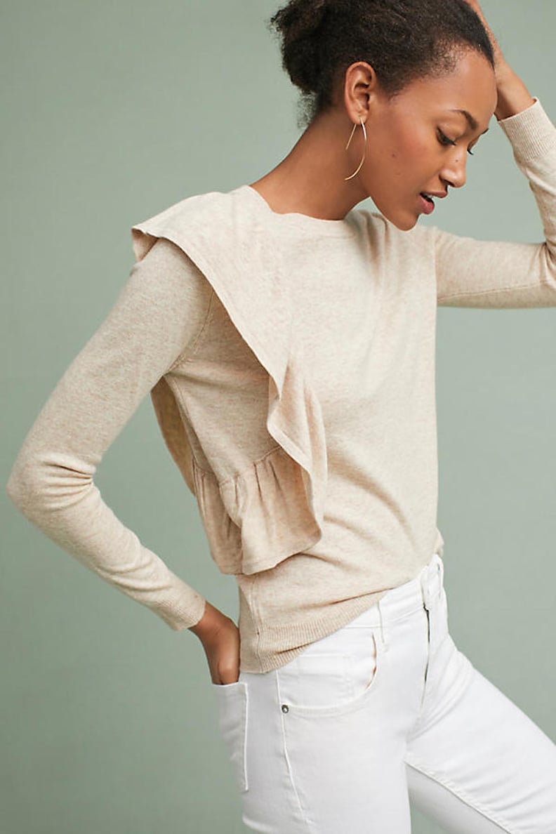 Anthropologie Moth Ruffle-Draped Pullover