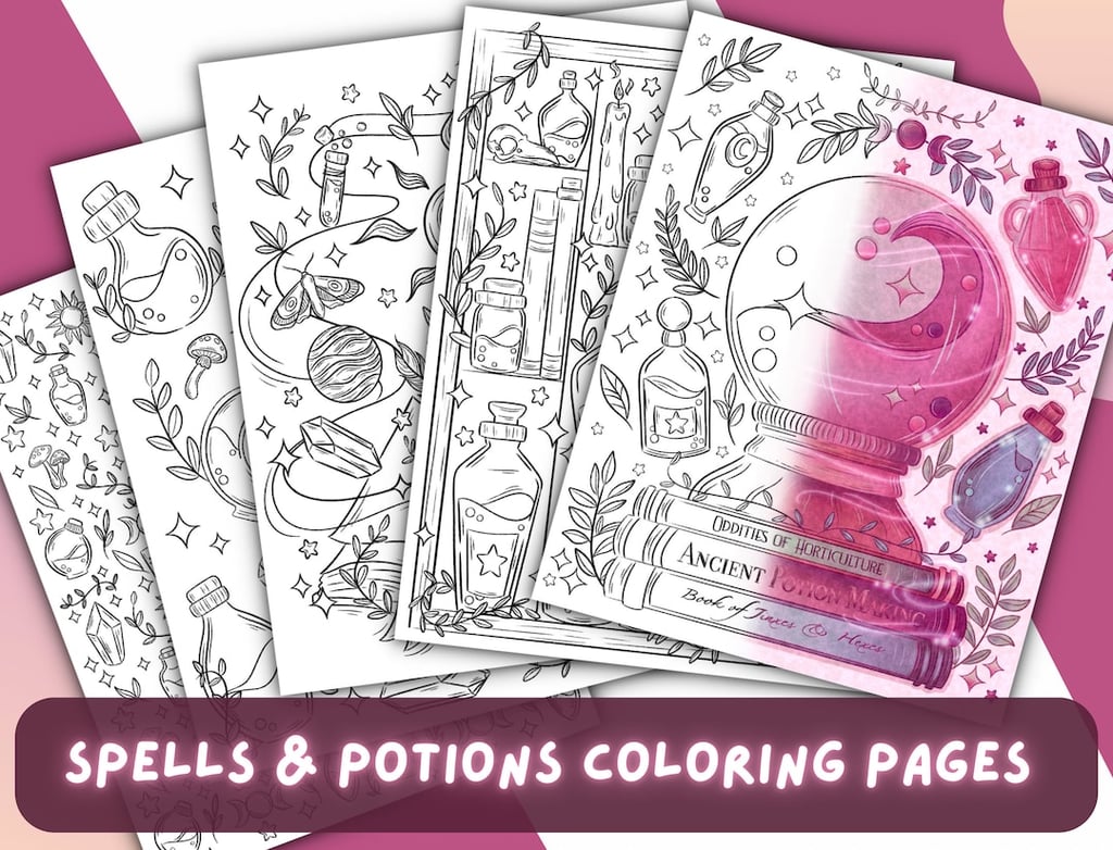 Spells and Potions Coloring Pages
