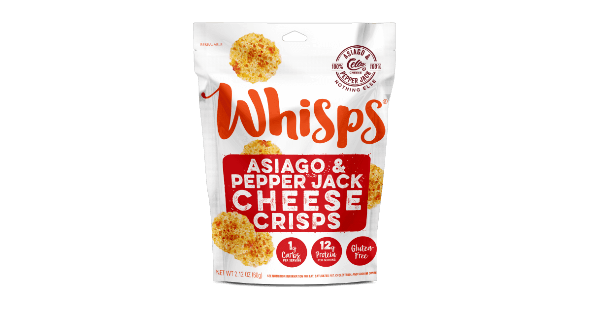 Cello Whisps Asiago & Pepper Jack Cheese Crisps Keto Cheese Snacks