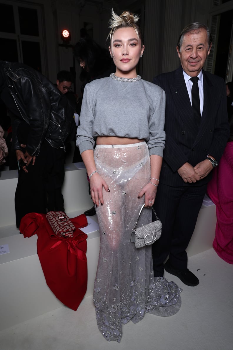 Florence Pugh at the Valentino AW23 Show at Paris Fashion Week