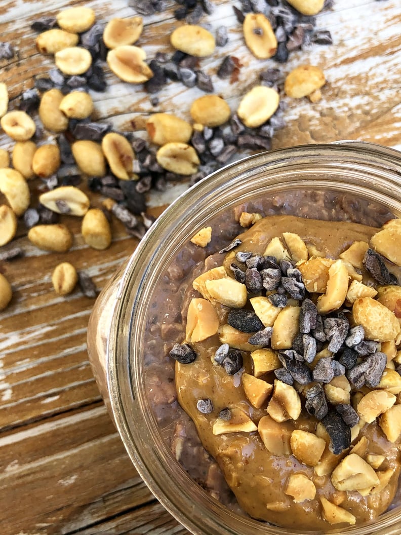 "Reese's" Chocolate Overnight Oatmeal With Peanut Butter Swirls