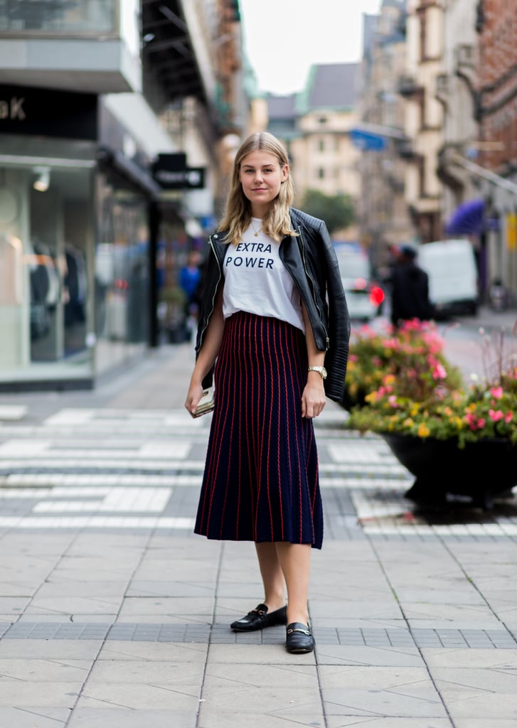 You'll look smart when you work a sophisticated skirt with a graphic ...
