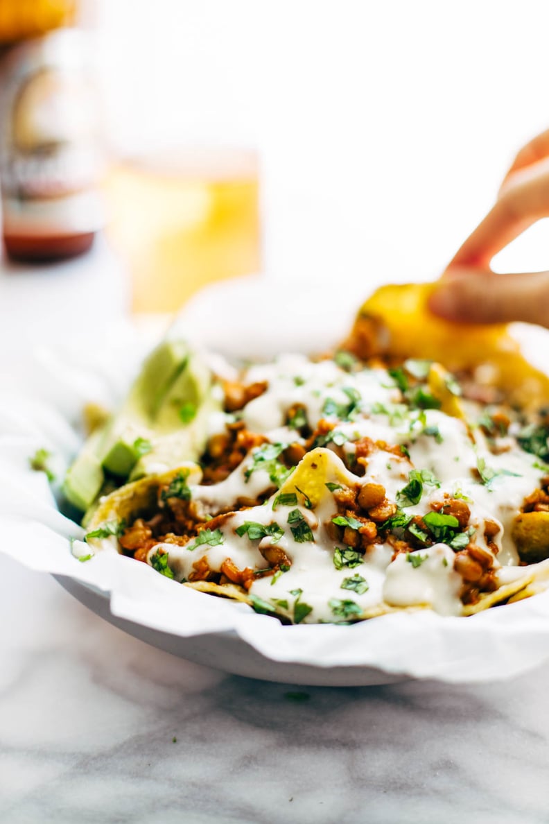 Spicy Lentil Nachos With Three-Cheese Sauce