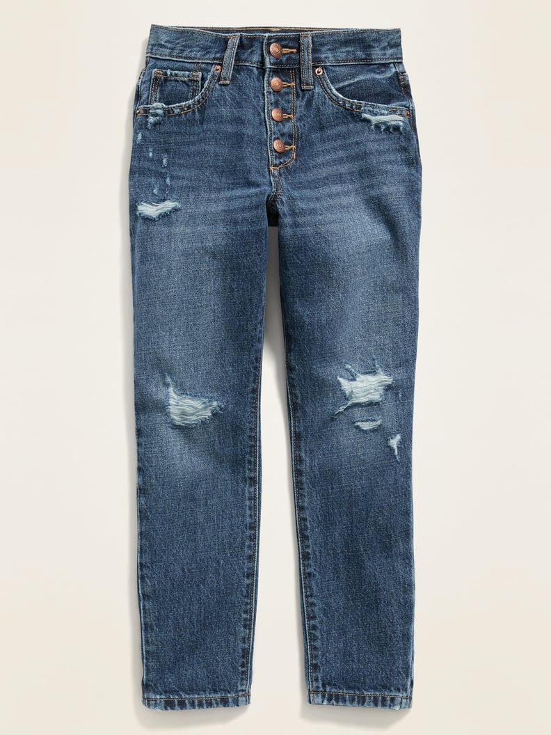 POPSUGAR x Old Navy High-Waisted Distressed O.G. Straight Button-Fly Jeans For Girls