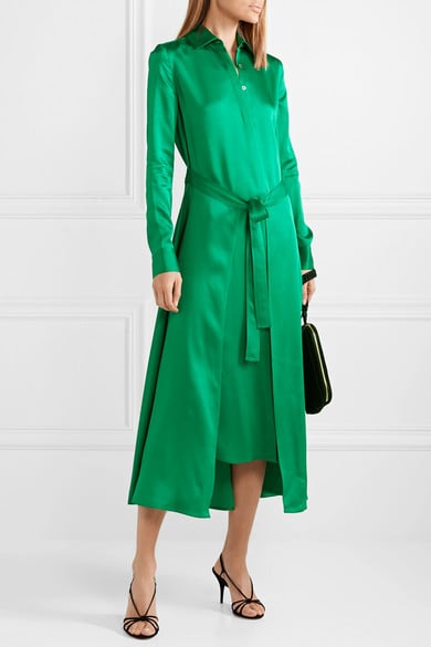 Rosetta Getty Apron Satin Wrap Midi Dress