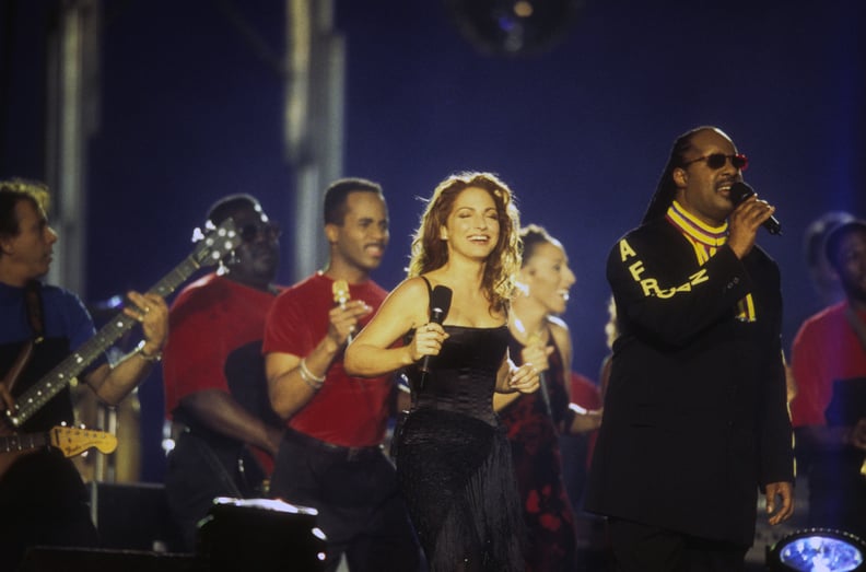 Stevie Wonder and Gloria Estefan Perform at the Super Bowl in 1999