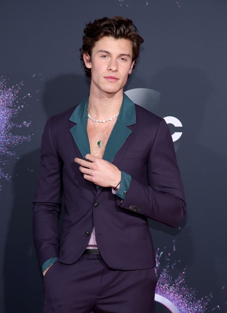 Shawn Mendes Wears an Indigio Suit and Necklaces to the AMAs