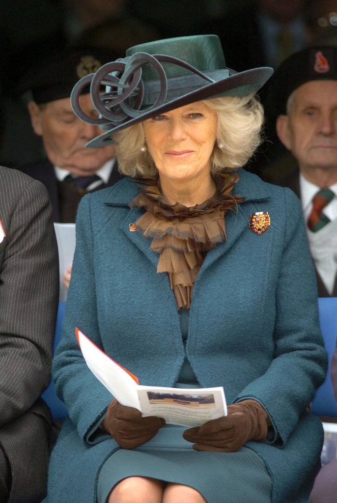 Camilla in teal Philip Treacy for a church service in 2007.