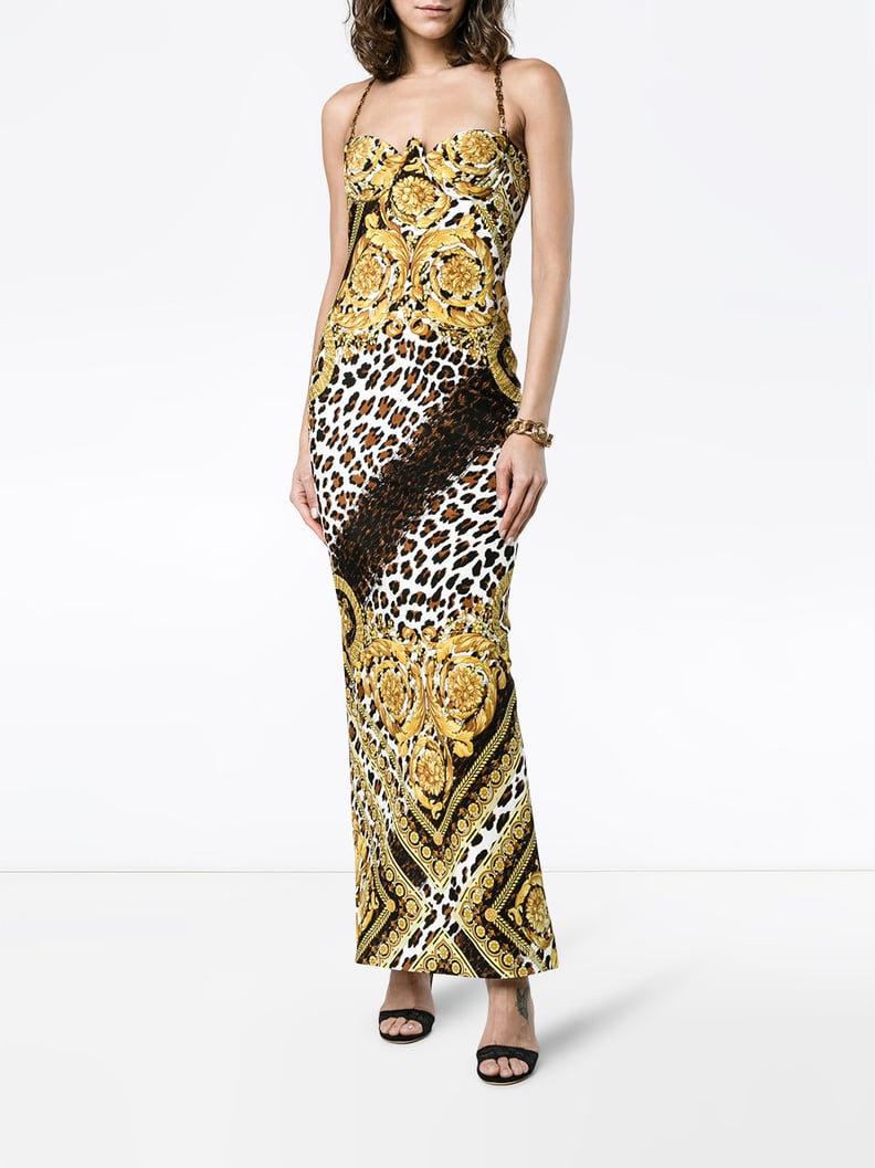 Versace Silk Baroque and Leopard Print Dress