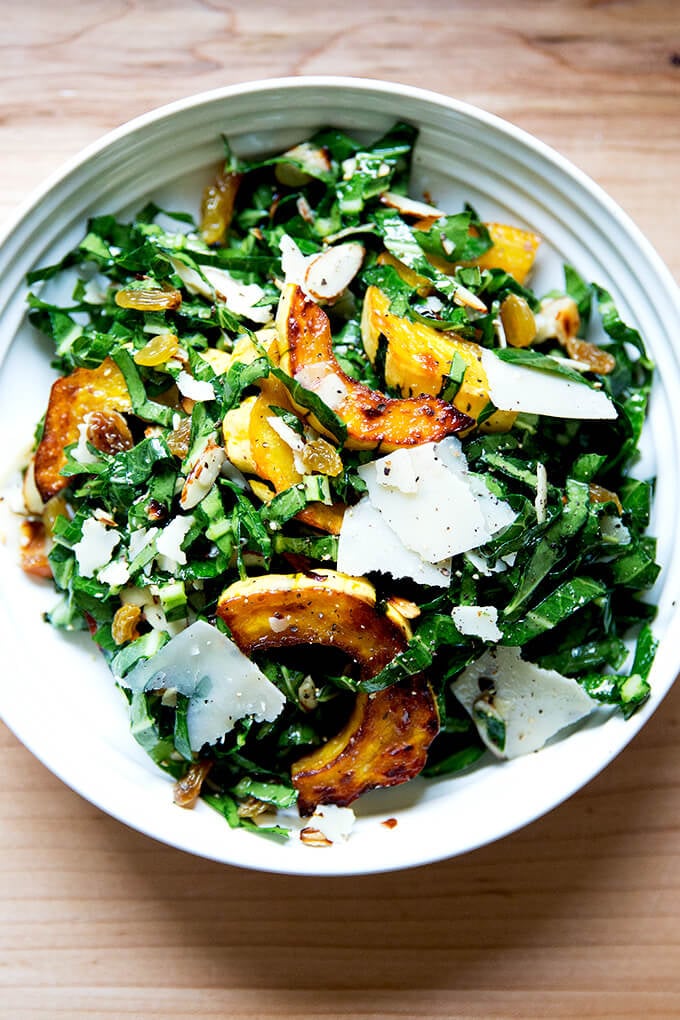 Collard Green Salad With Roasted Delicata Squash