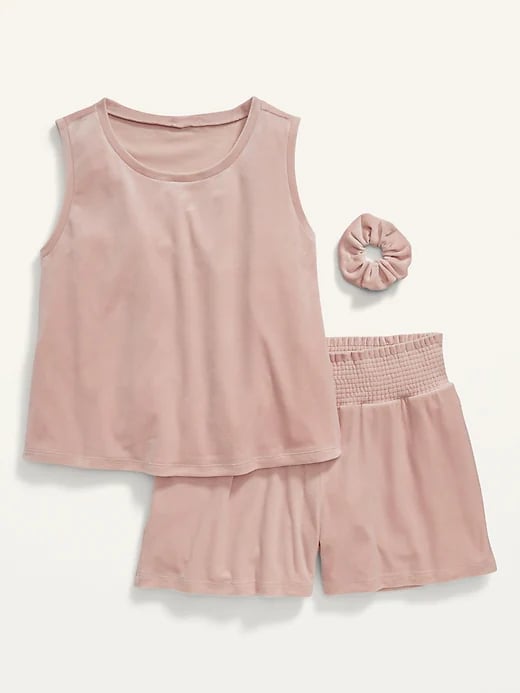 Old Navy Luxe Velvet Pajama T-Shirt and Shorts Set